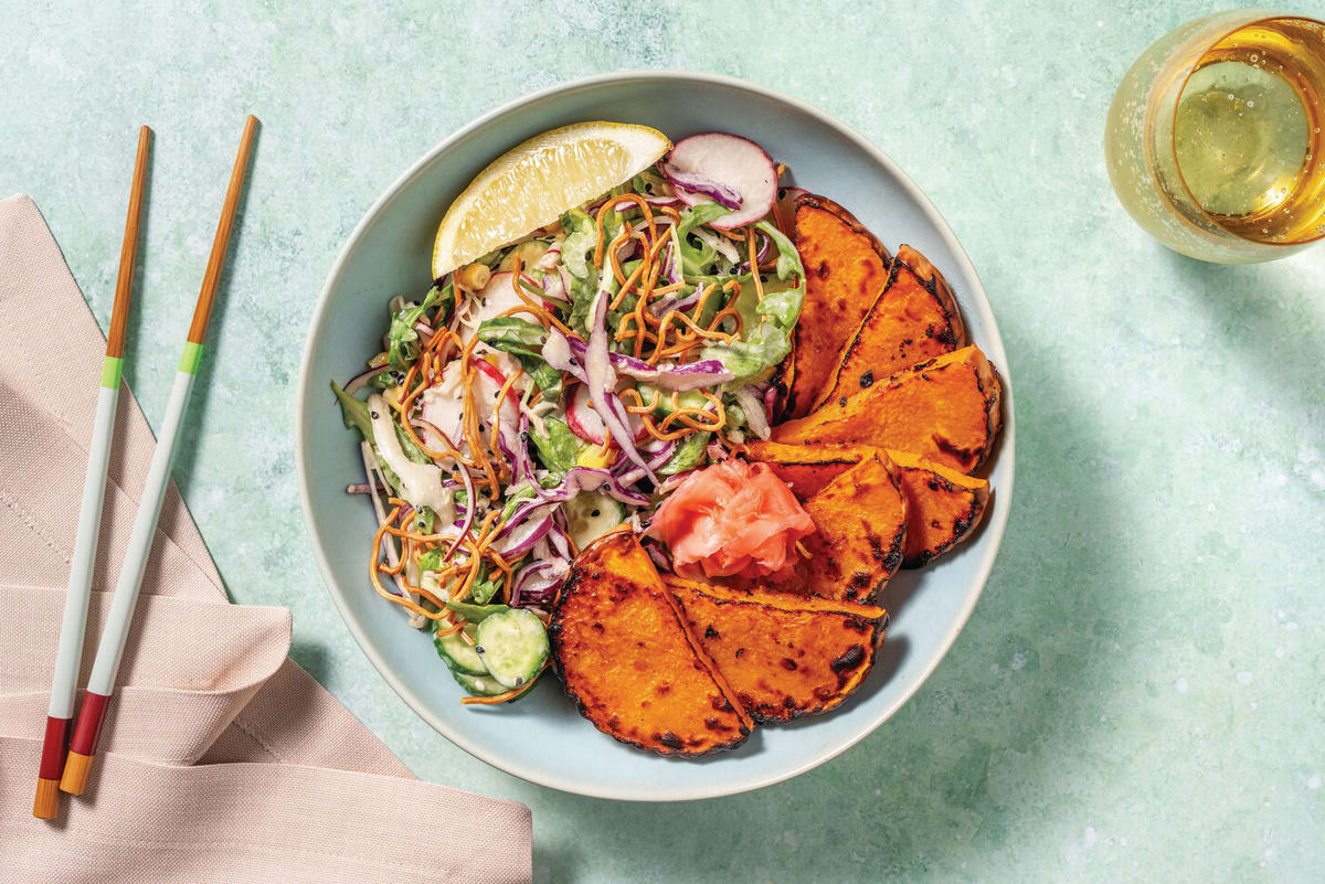 Miso-Glazed Pumpkin & Crunchy Rainbow Salad