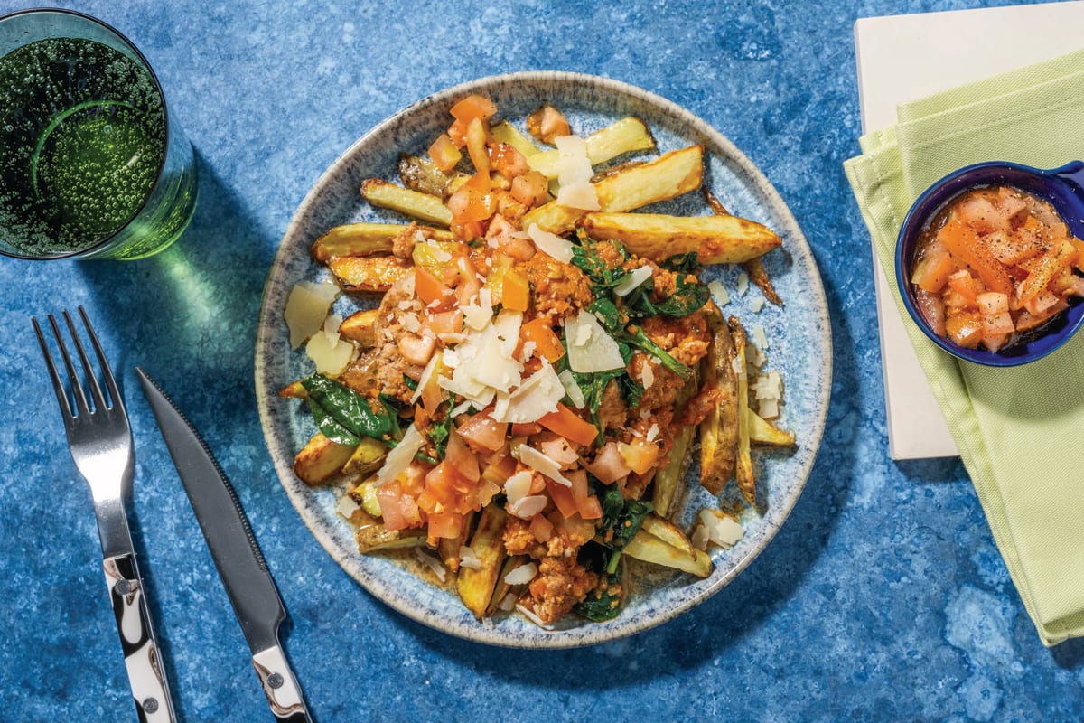 HelloHero: Herby Tomato Pork Loaded Fries