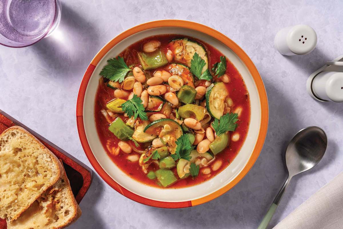 Haloumi , Cannellini Bean & Veggie Soup