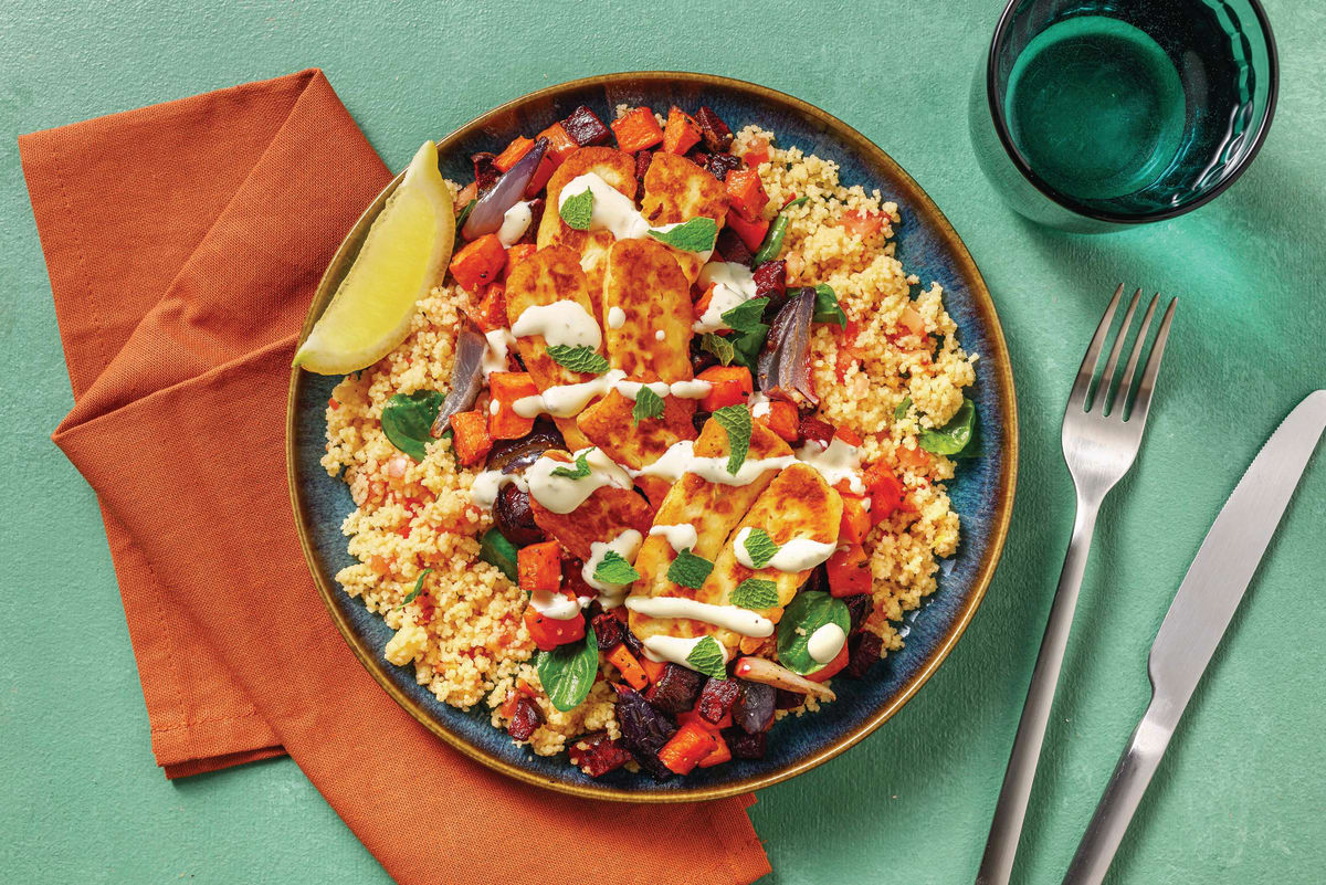 Glazed Haloumi & Moroccan Spiced Couscous