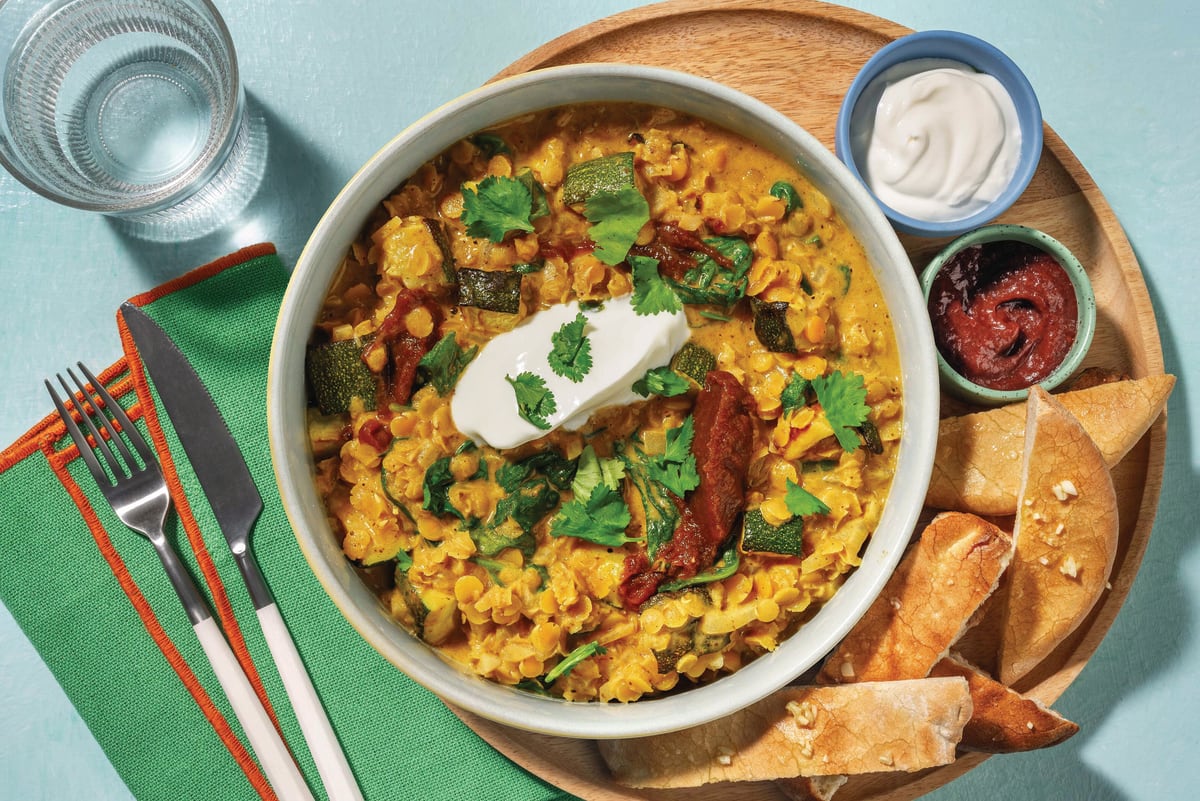 Easy Indian Chicken Tenders & Veggie Coconut Dhal