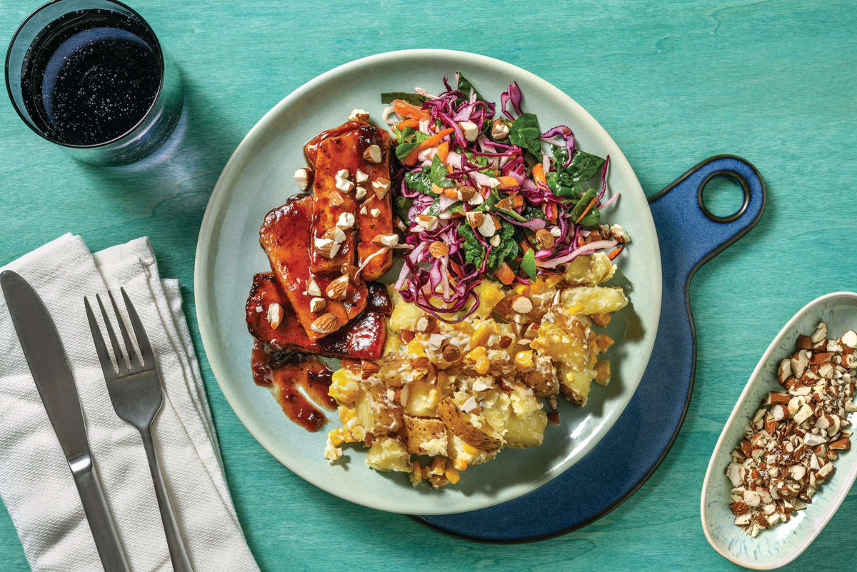 Double BBQ Cherry-Glazed Haloumi & Slaw