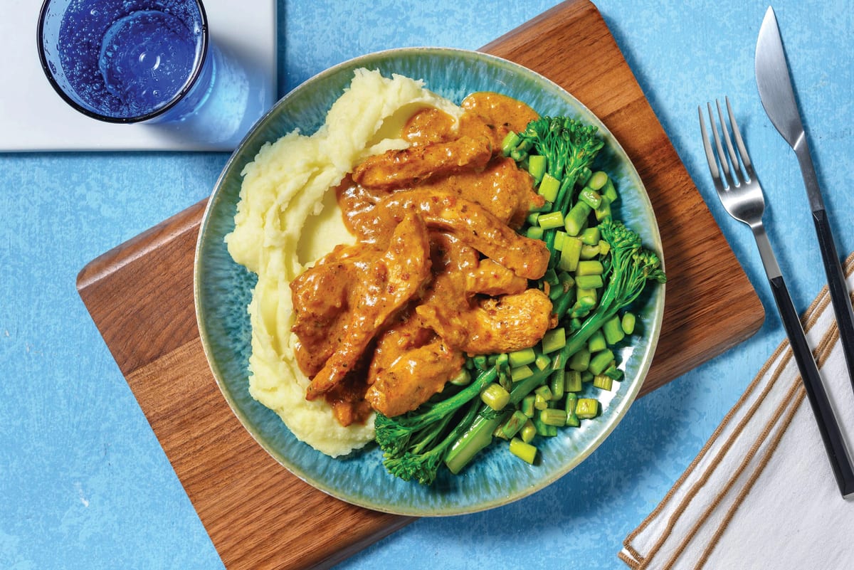 Creamy Spiced Double Chicken Strips & Potato Mash