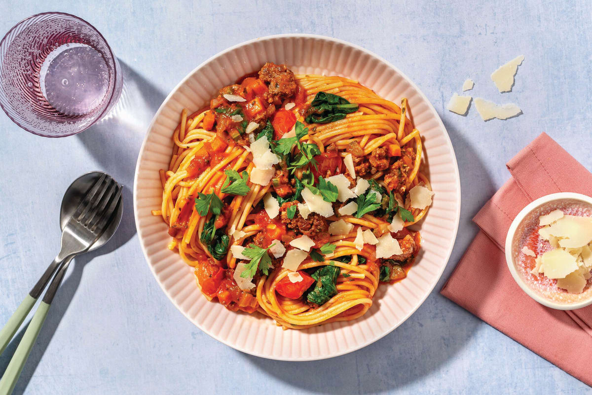 HelloHero: Saucy Beef & Cherry Tomato Spaghetti