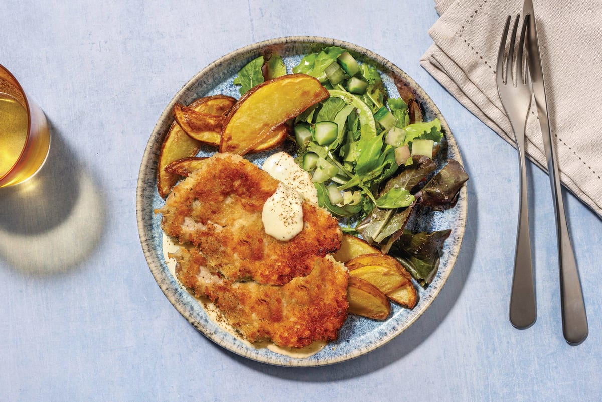 Pork Schnitzels & Creamy Peppercorn Sauce