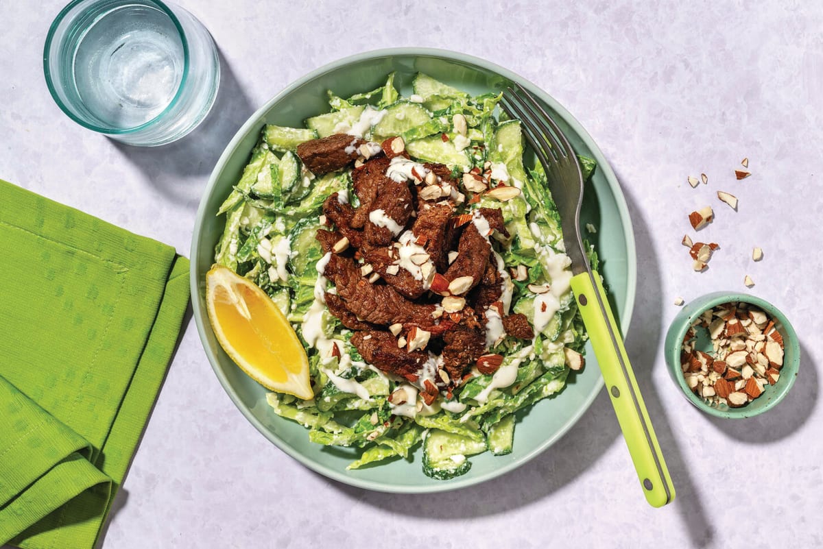 Quick Beef, Haloumi & Supergreen Kale Salad