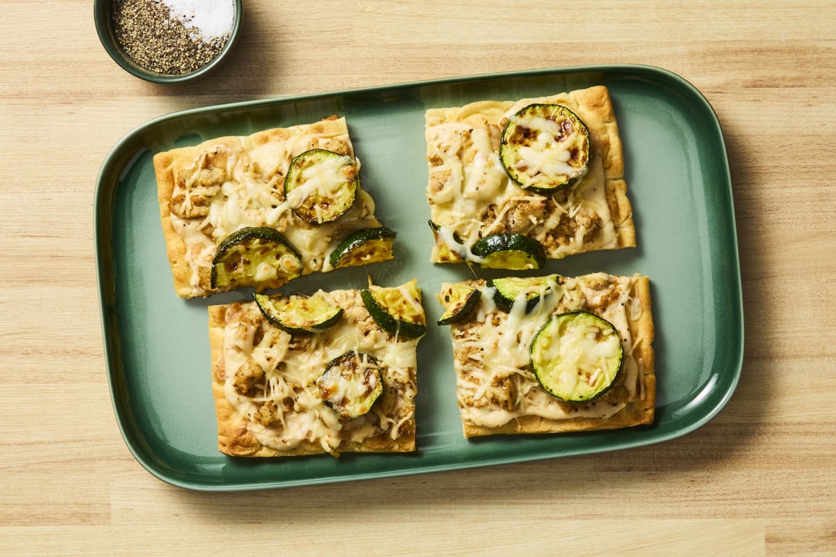 Chicken Sausage & Zucchini Flatbreads