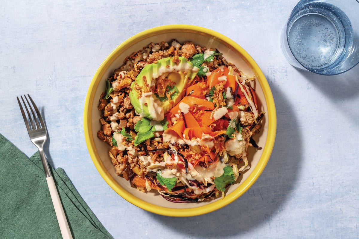 Double Honey-Soy Pork & Eggplant Salad Bowl