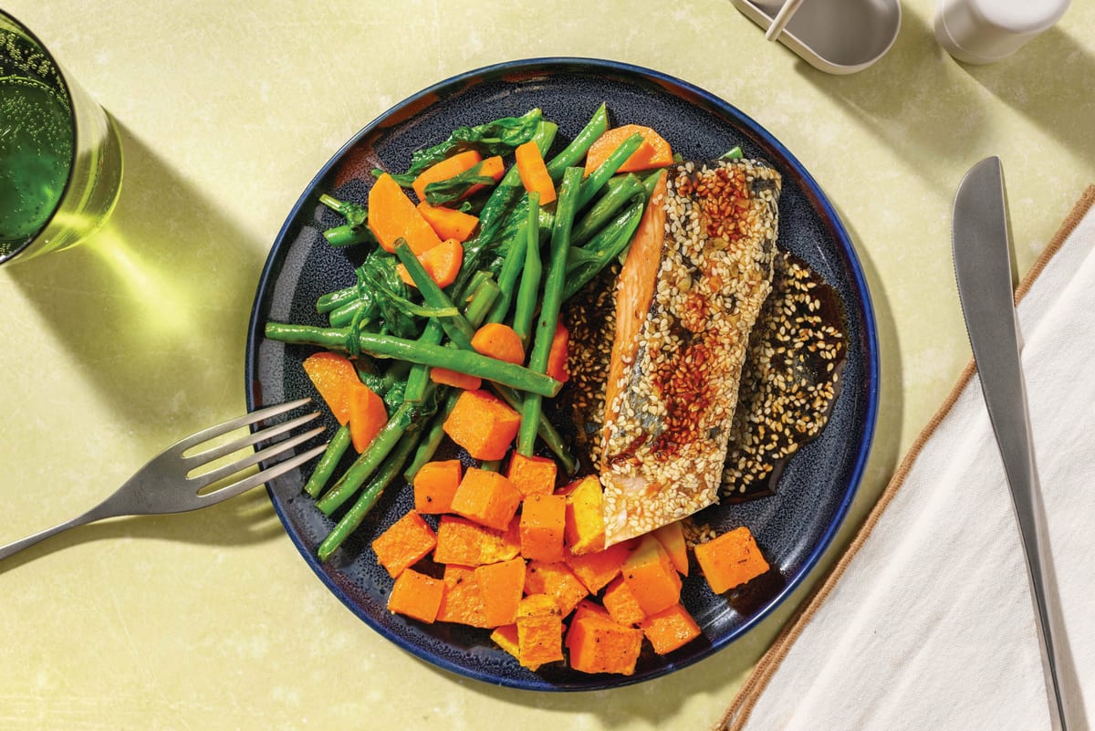 Honey-Sesame Salmon & Roast Pumpkin