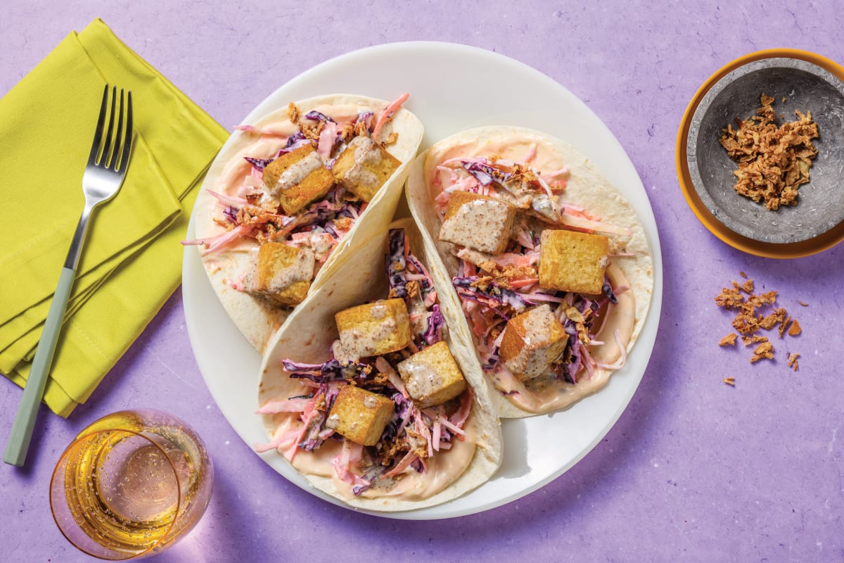 Satay Prawn Tacos & Sweet Chilli Mayo