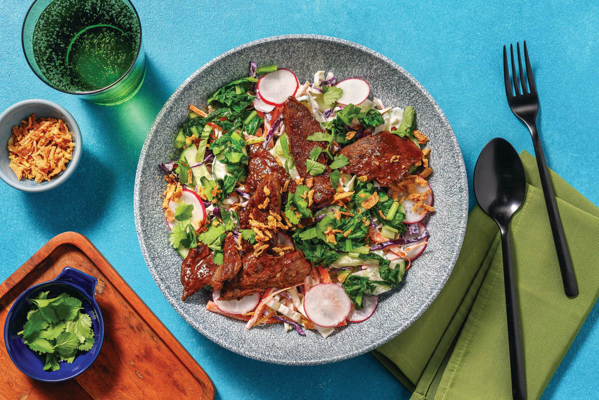 Quick Honey-Soy Beef & Garlicky Greens