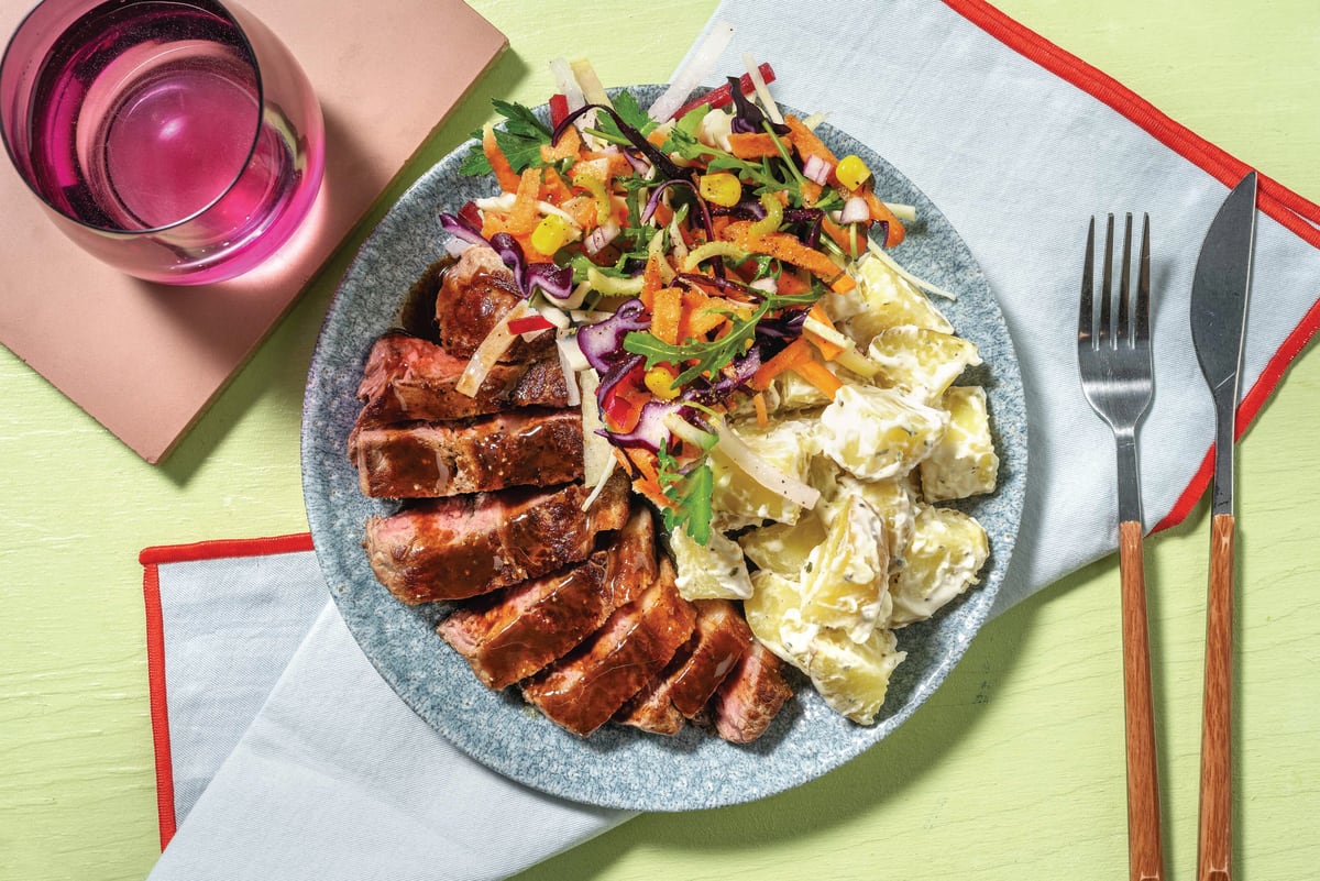 Balsamic-Glazed Beef Rump & Rainbow Slaw