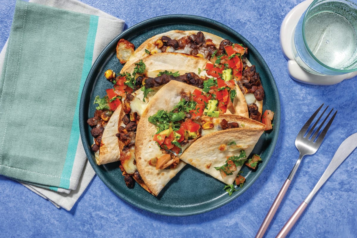 Mexican Black Bean & Veggie Quesadillas