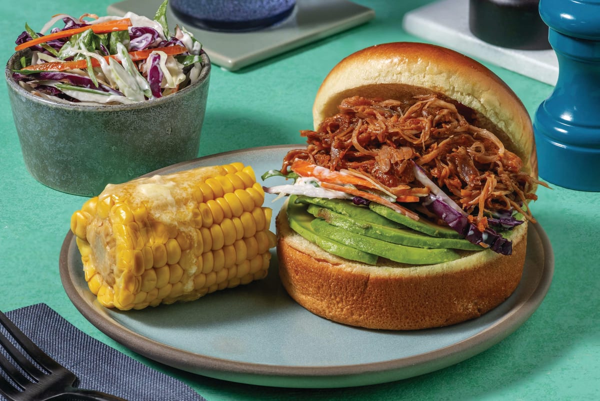 Quick BBQ Pulled Pork & Creamy Slaw Burger