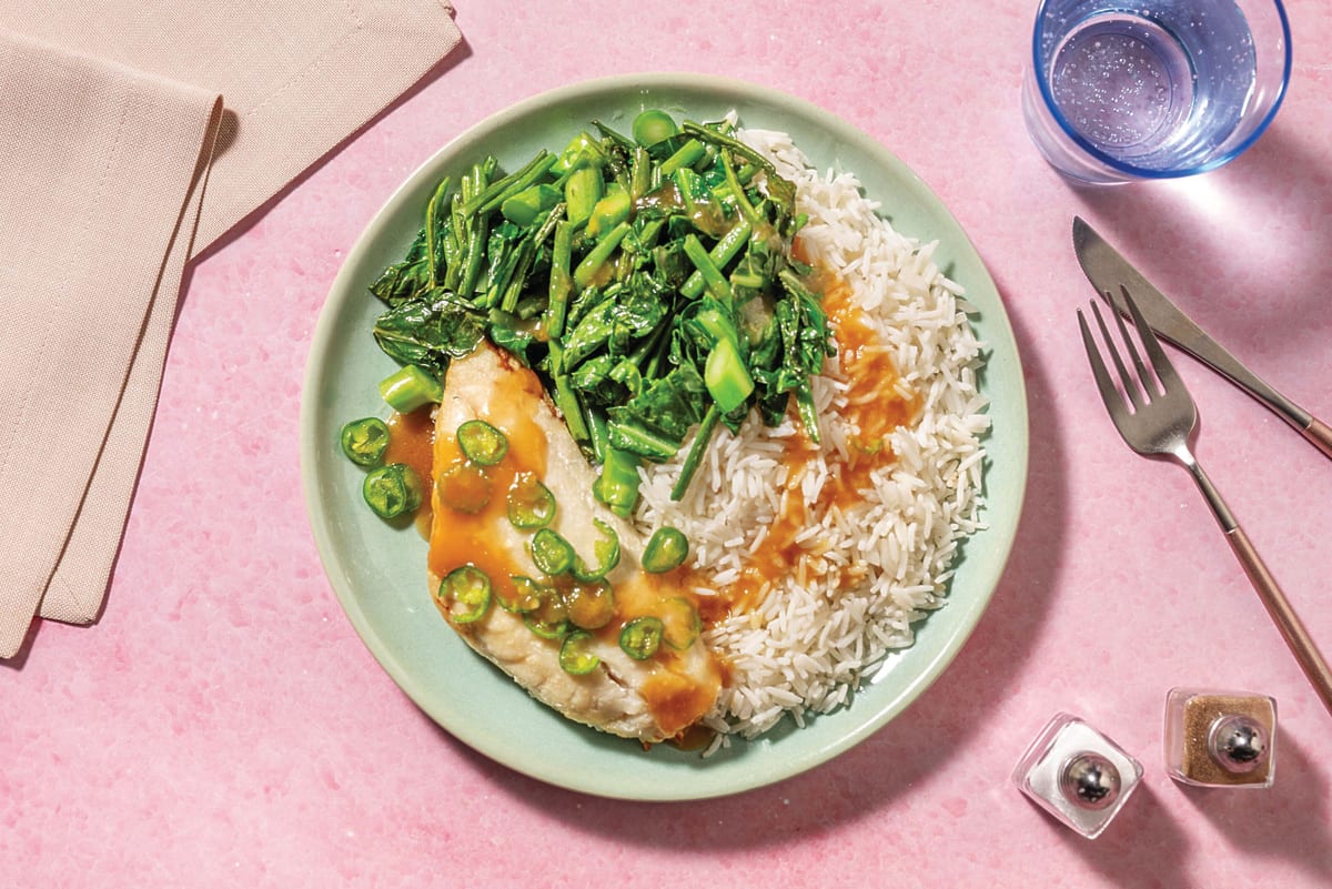 Cantonese-Style Steamed Barramundi & Rice