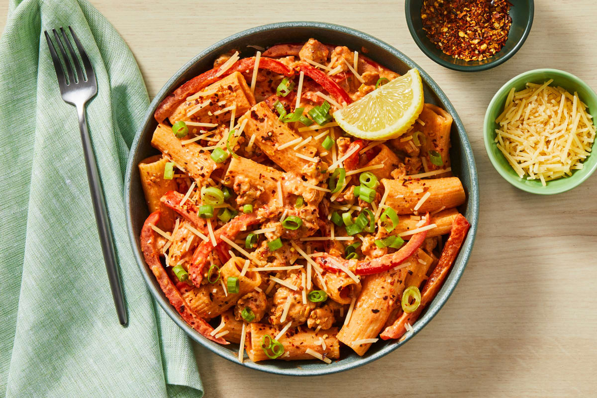 Pork Sausage Rigatoni in a Creamy Sauce