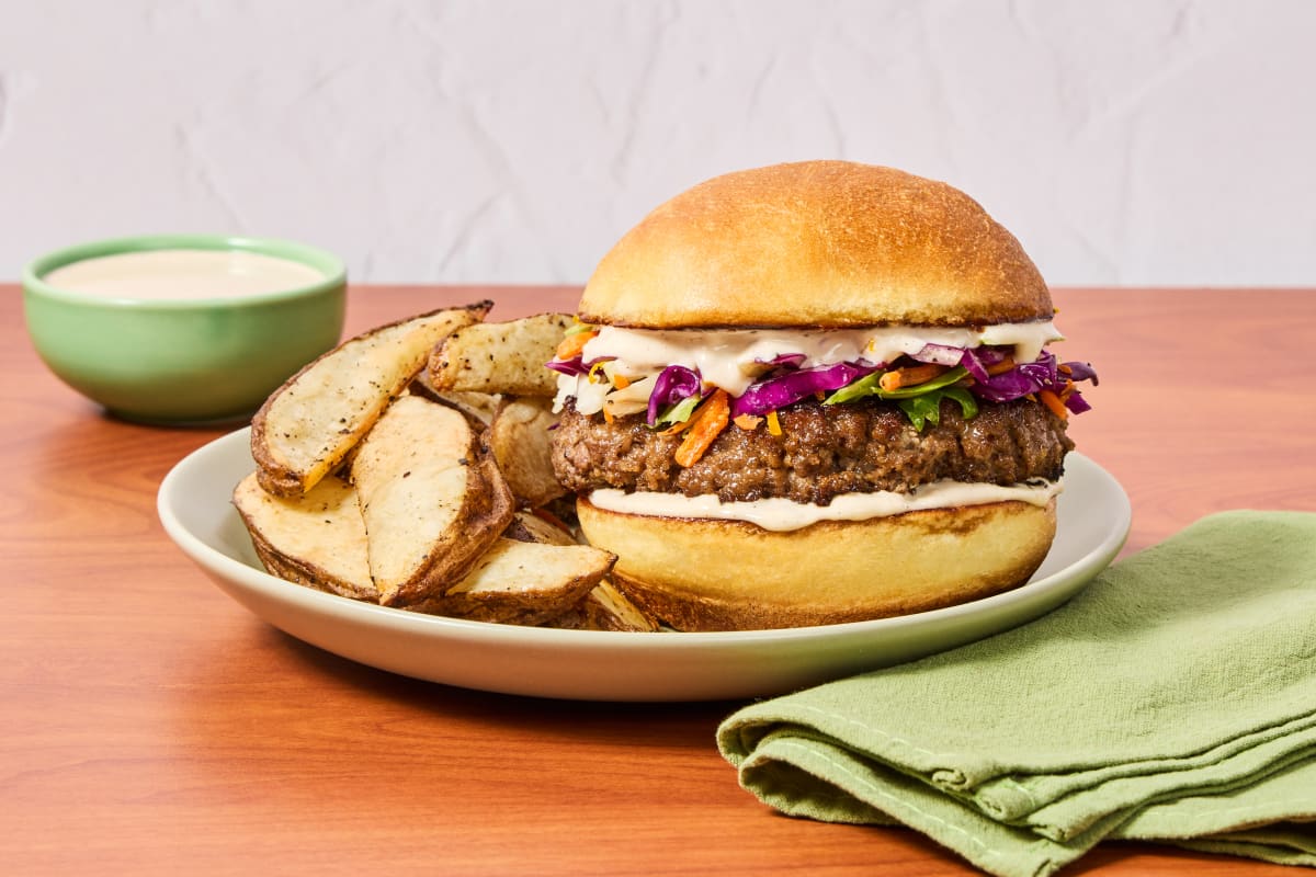 Jerk Burgers with Citrus Slaw