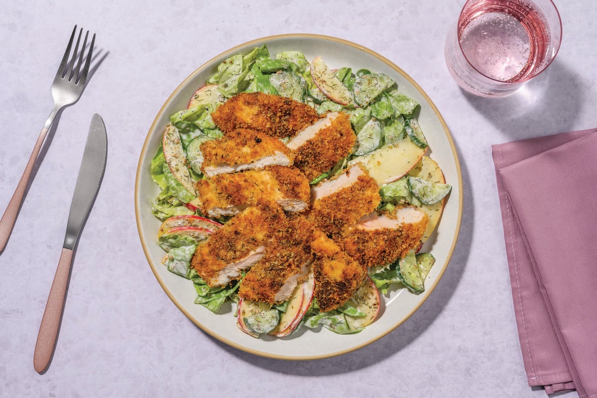 Smokey Crumbed Chicken & Apple Cos Salad