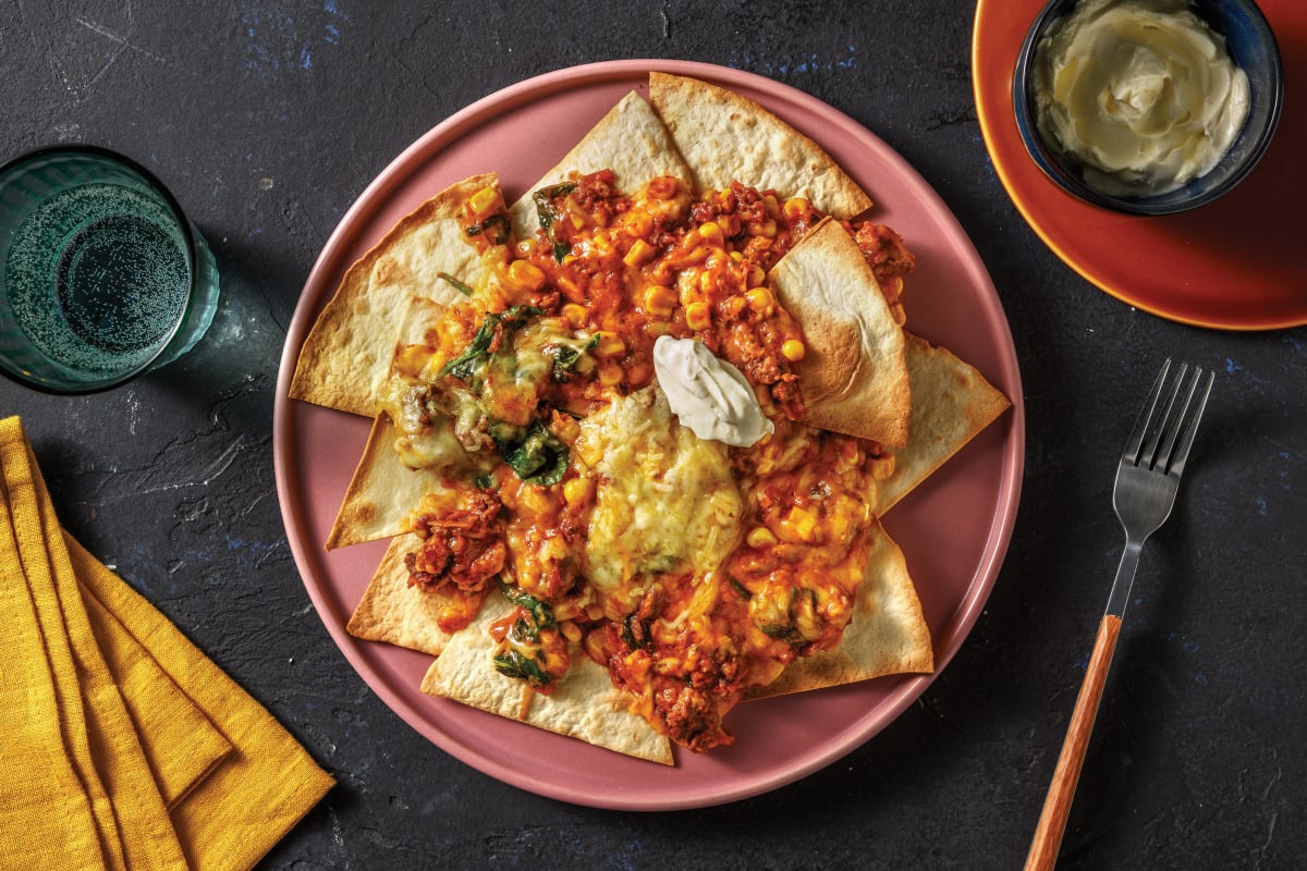 HelloHero: Tex-Mex Cheesy Beef & Veggie Nachos