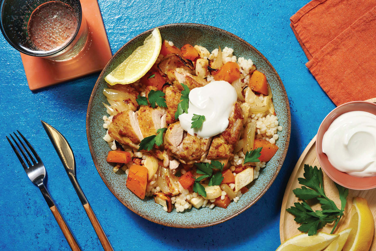 Chermoula Chicken & Veggie Pearl Couscous