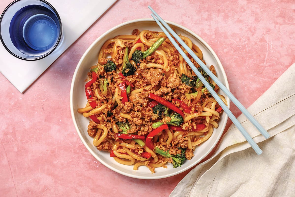 Quick Teriyaki Pork & Veggies Noodles