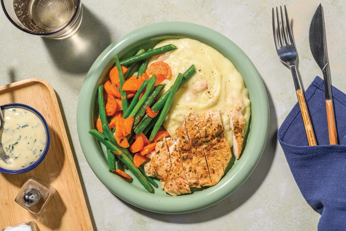 Spiced Chicken & Potato-White Bean Mash