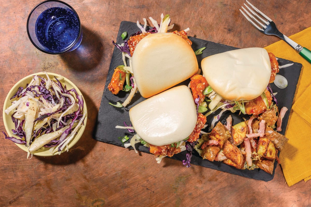 Sweet & Sour Popcorn Chicken Bao Buns