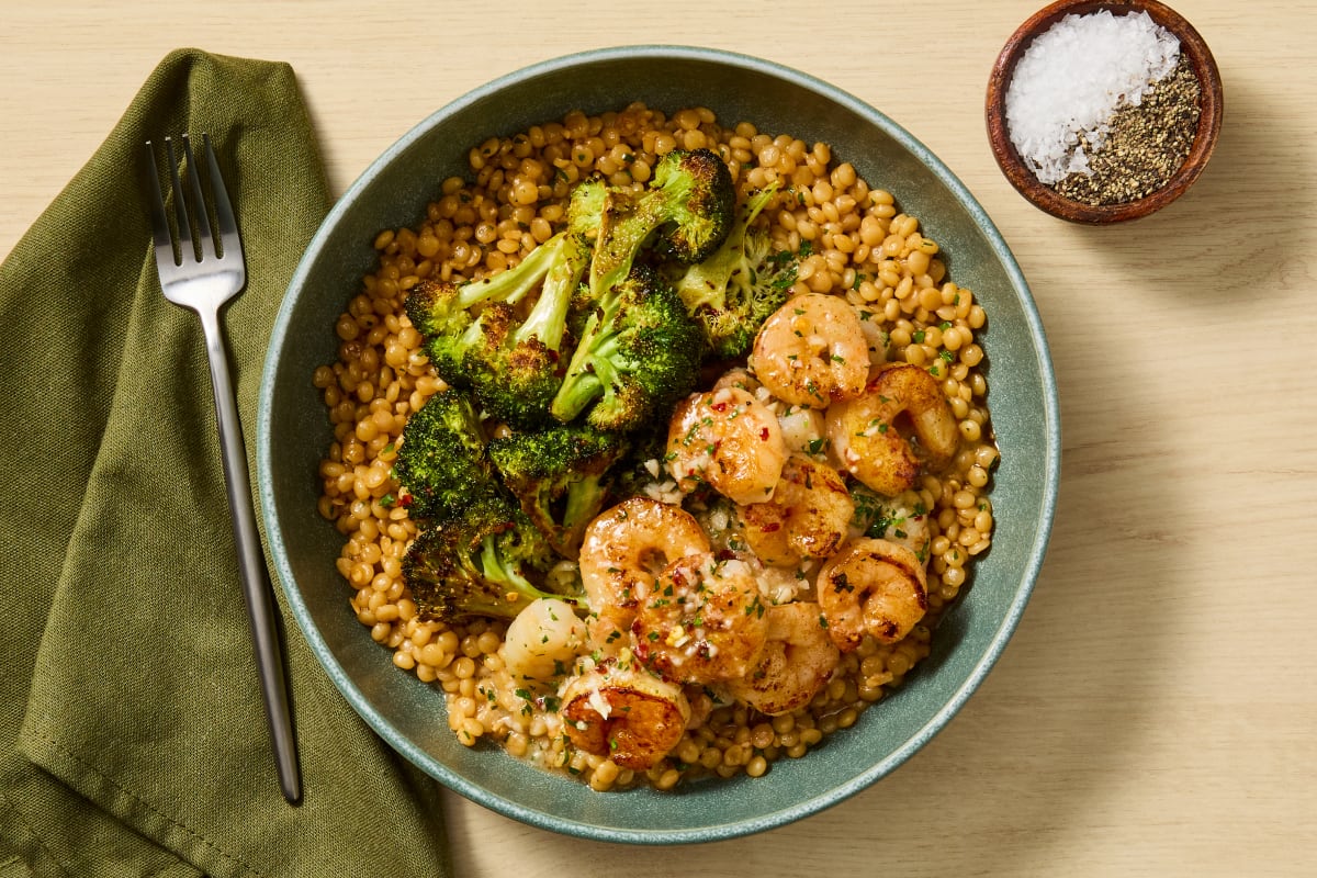 Garlicky Shrimp Couscous Bowls