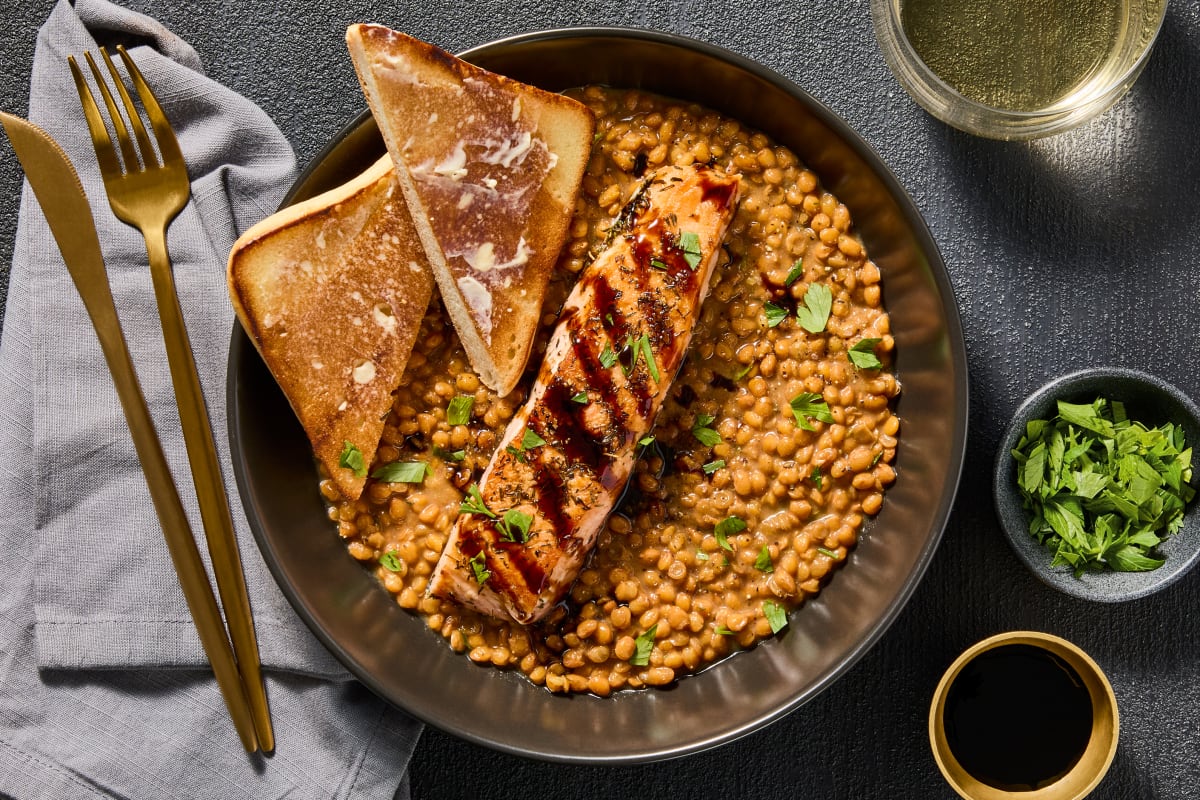 Bistro Salmon With Dijon Lentils