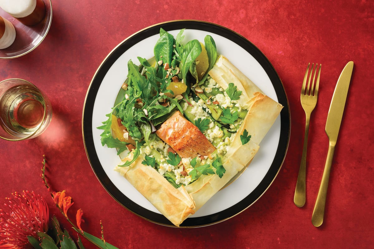 Salmon, Feta & Courgette Filo Galette