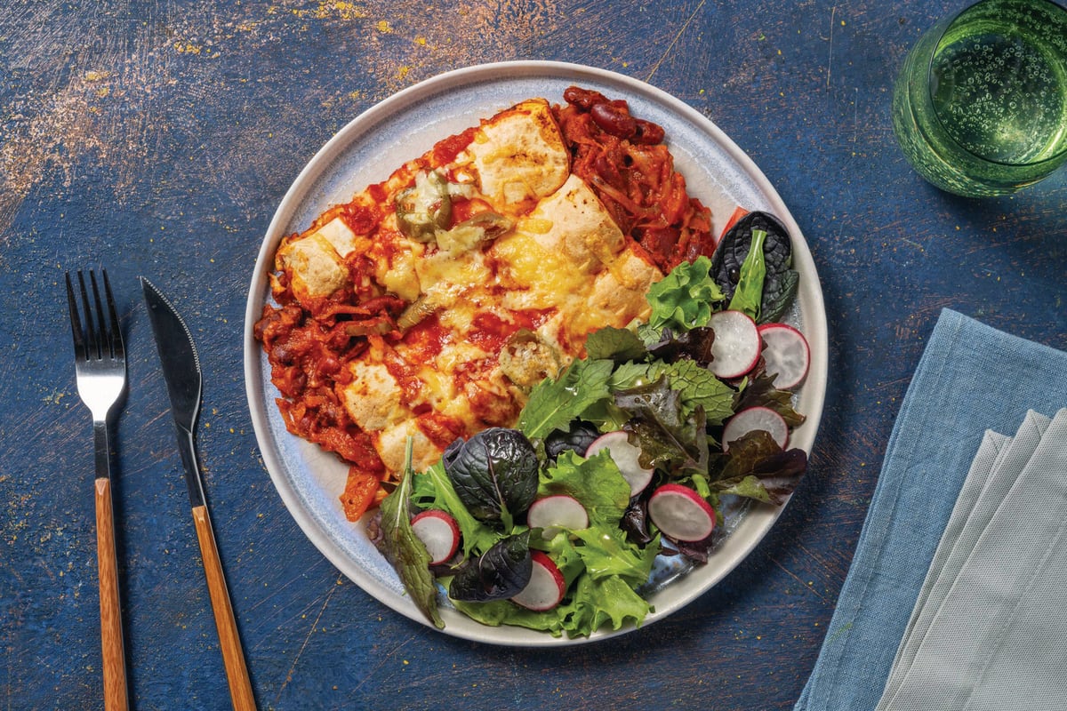 Cheesy Bean & Veggie Enchiladas