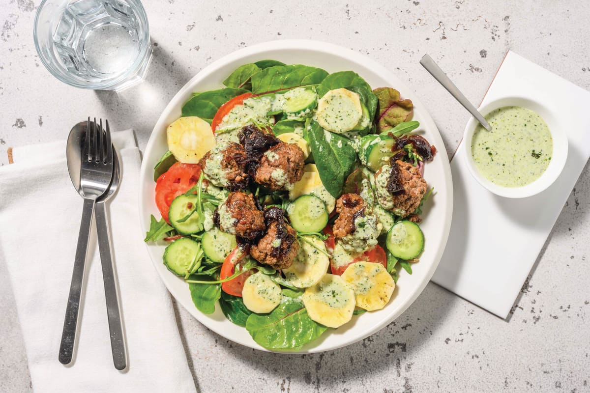 HelloHero: Beef Meatballs & Garden Salad