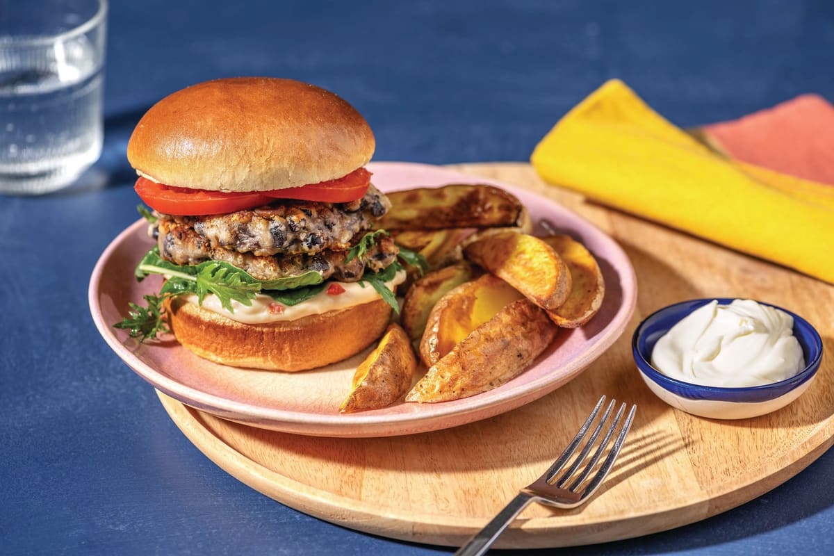 All-American Black Bean & Cheddar Burger