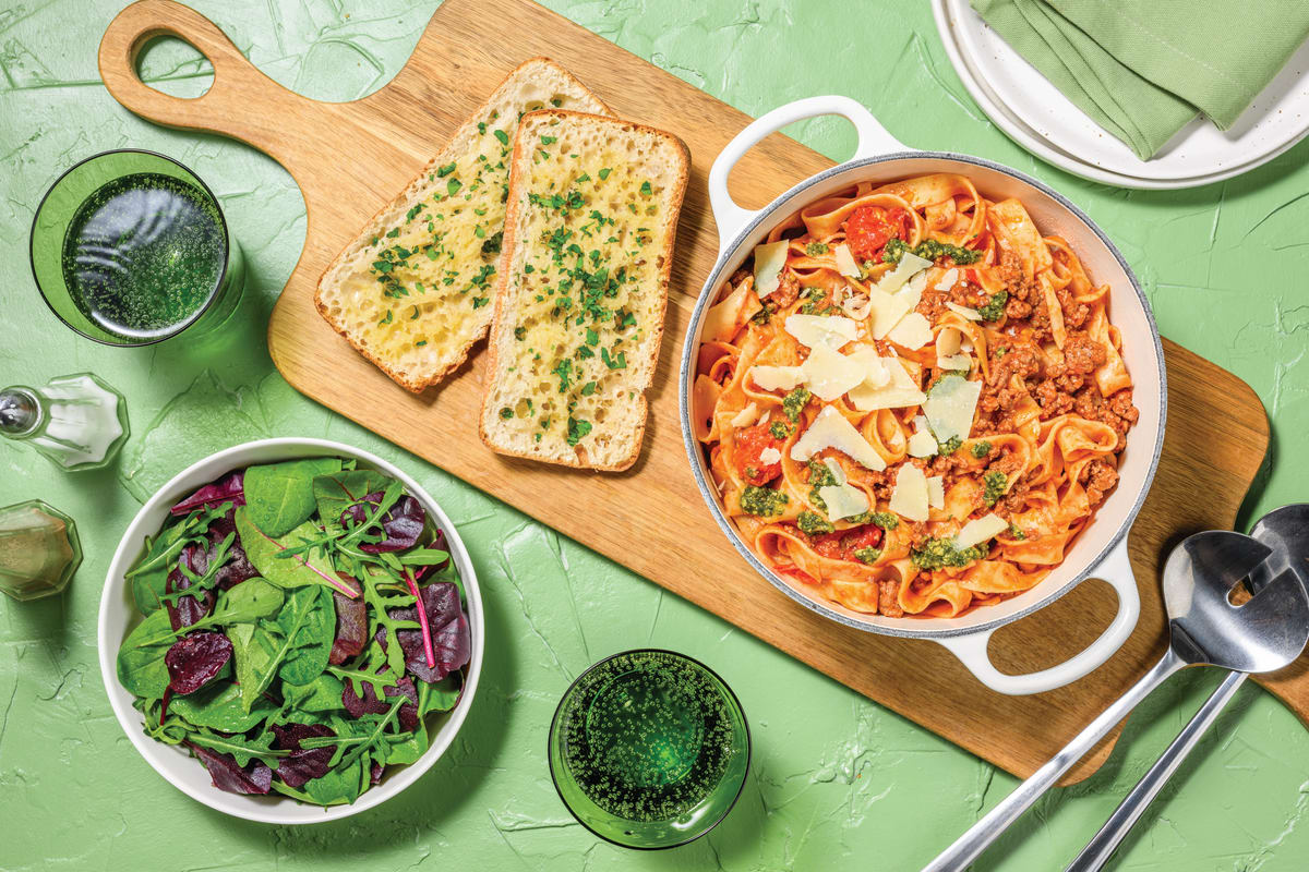 Pesto Beef Ragu & Fettuccine Feast