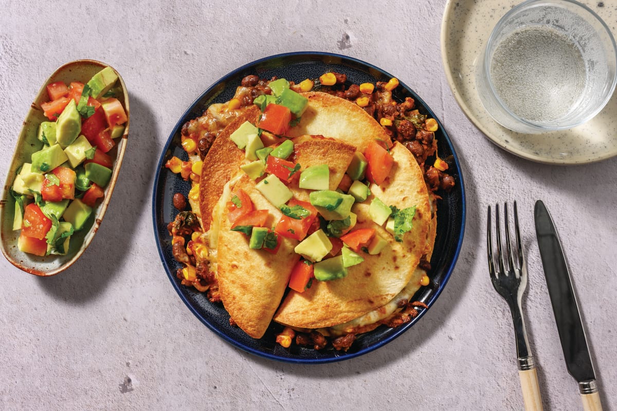 Cheesy Mexican Black Bean & Veggie Quesadillas