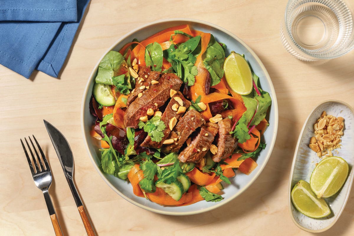 Asian Beef, Prawn & Carrot Ribbon Salad