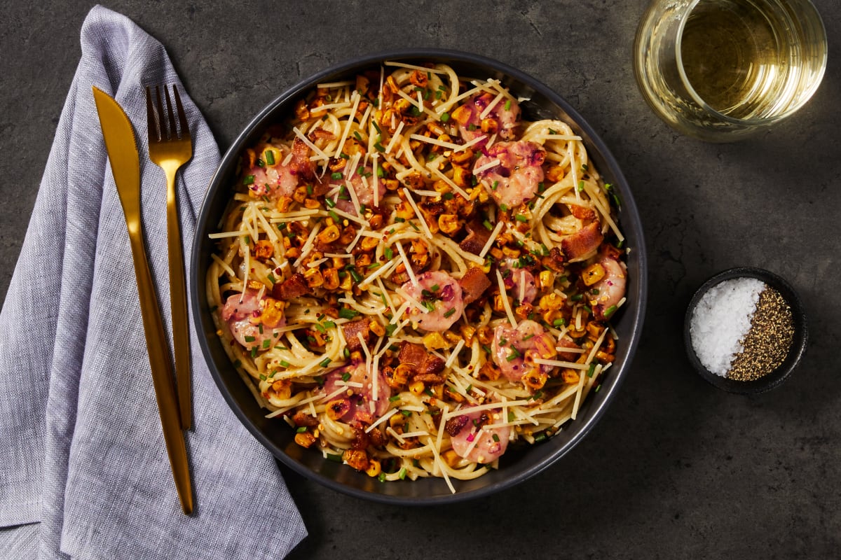 Creamy Shrimp & Bacon Spaghetti