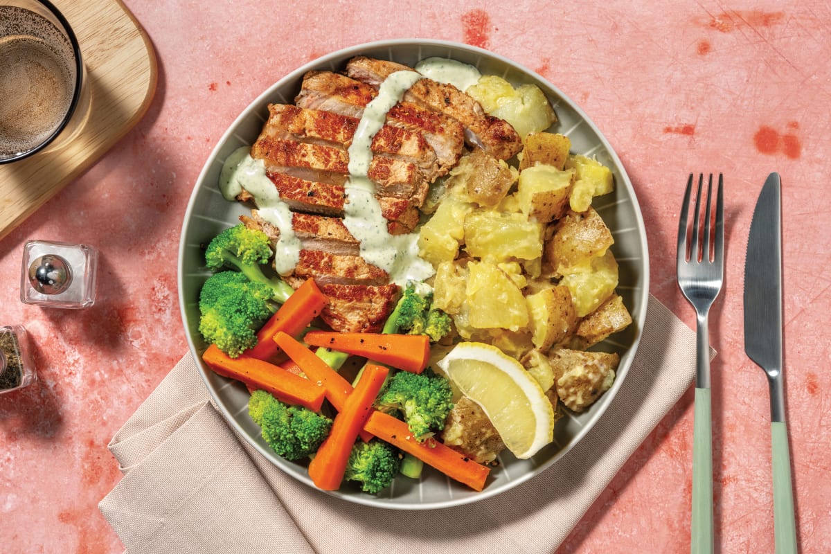 HelloHero: Pork Loin & Creamy Pesto Dressing