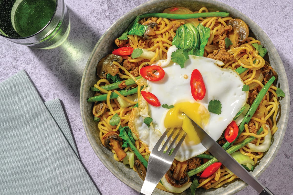 Singaporean Prawns & Mushroom Egg Noodles