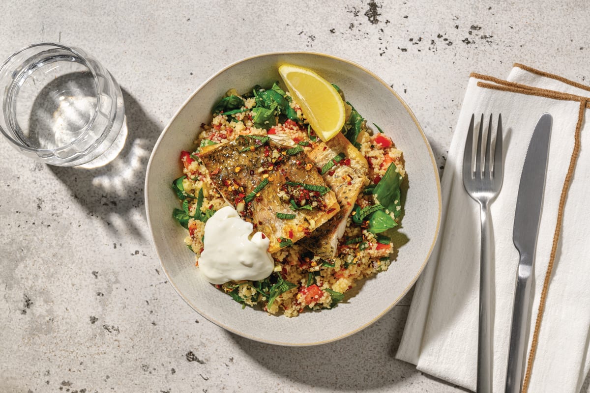 Barramundi & Zesty Olive Couscous Salad