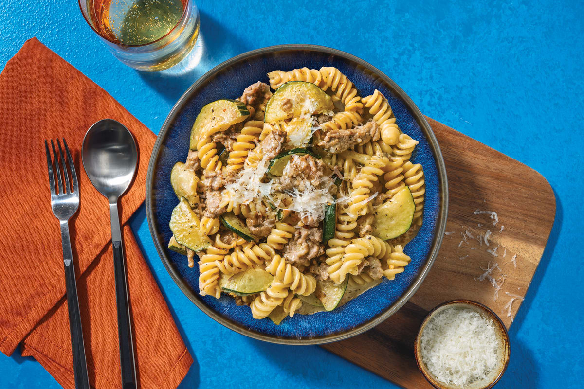 One-Pan Double Lamb & Mushroom Fusilli