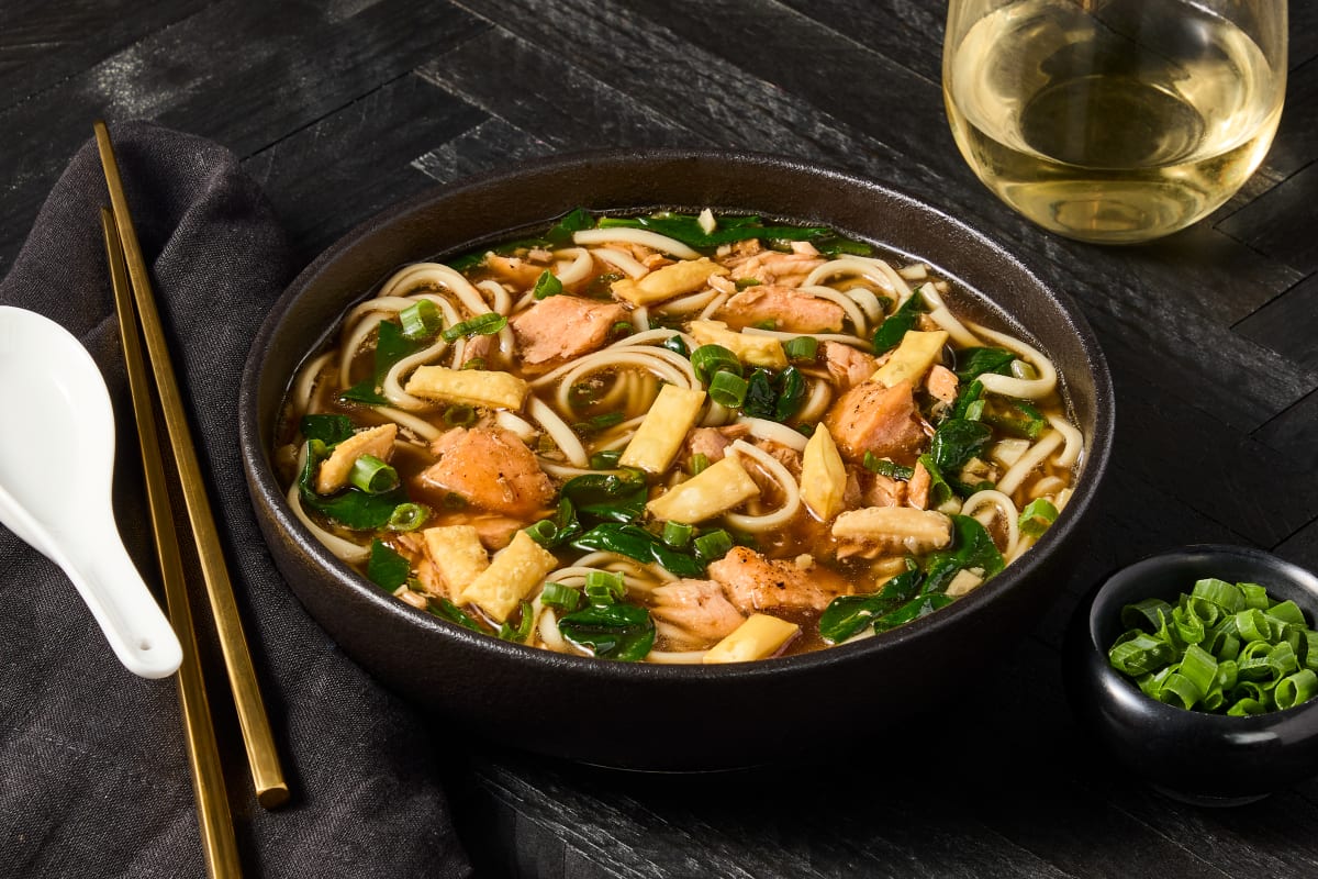 Shoyu-Style Ramen with Sesame-Soy Salmon