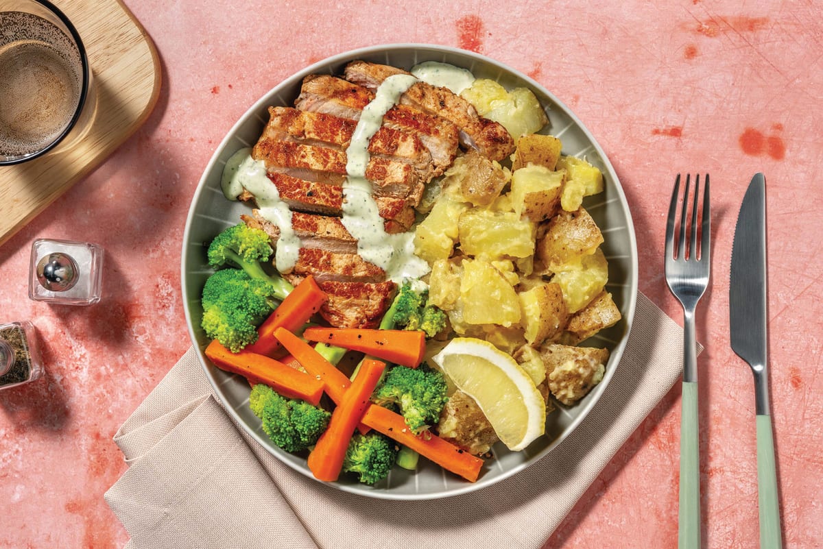 HelloHero: Double Pork Loin & Creamy Pesto Dressing