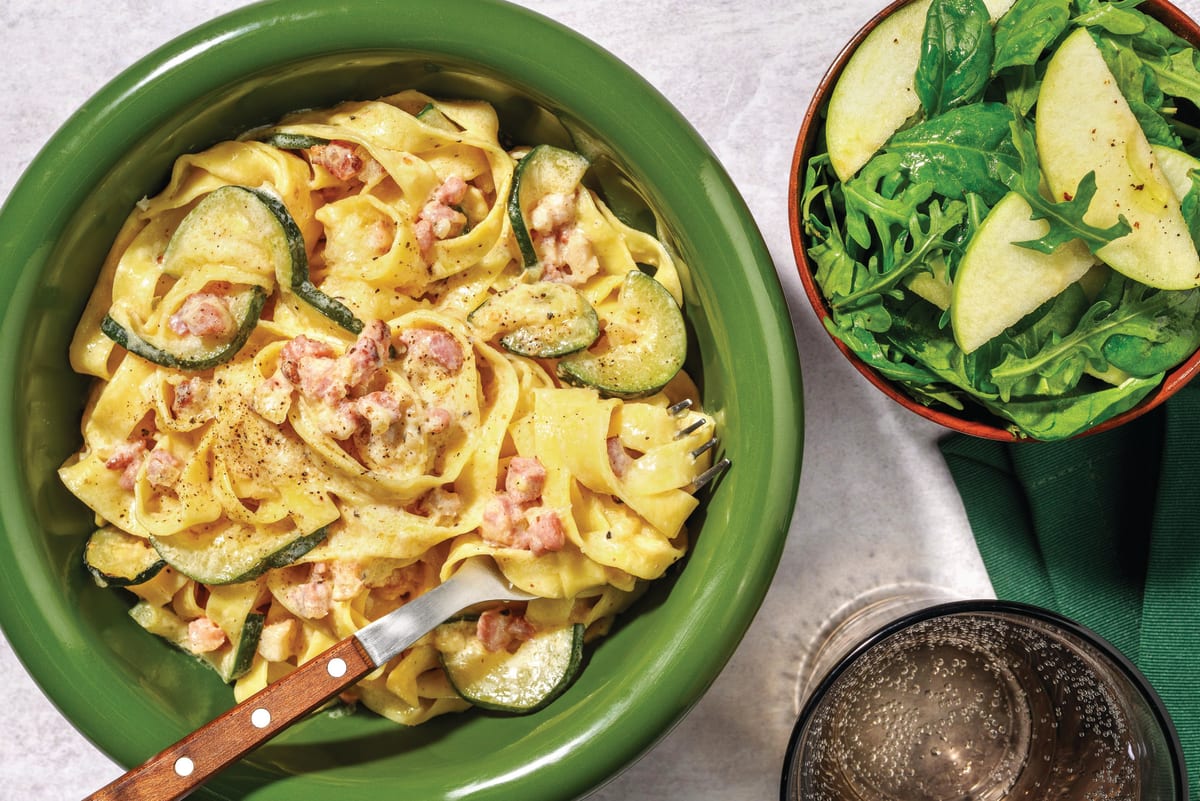 Creamy Bacon & Zucchini Fettuccine