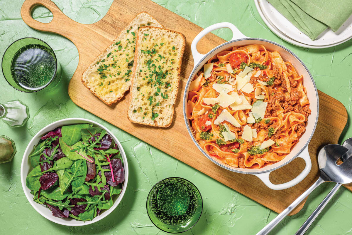 Pesto Beef Ragu & Fettuccine Feast