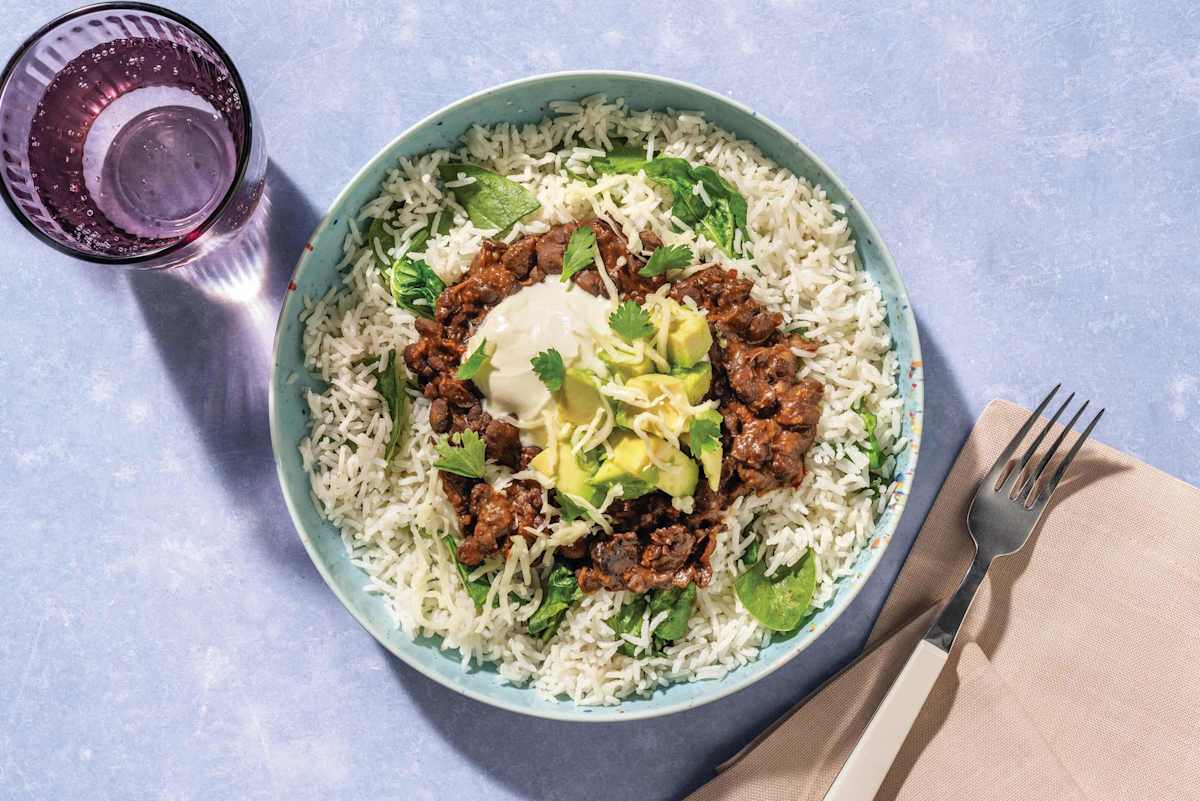 Mexican Bean & Avocado Burrito Bowl