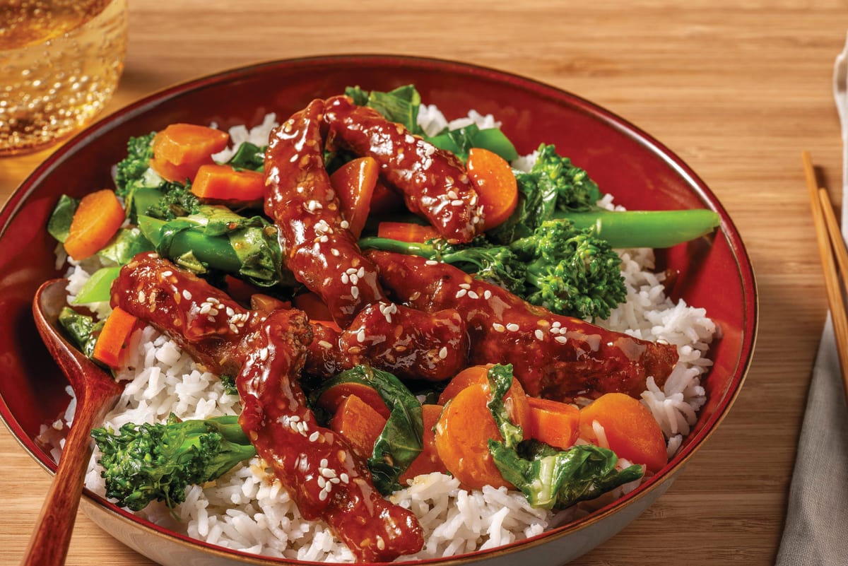 Sticky Sesame Chicken & Ginger Veggies