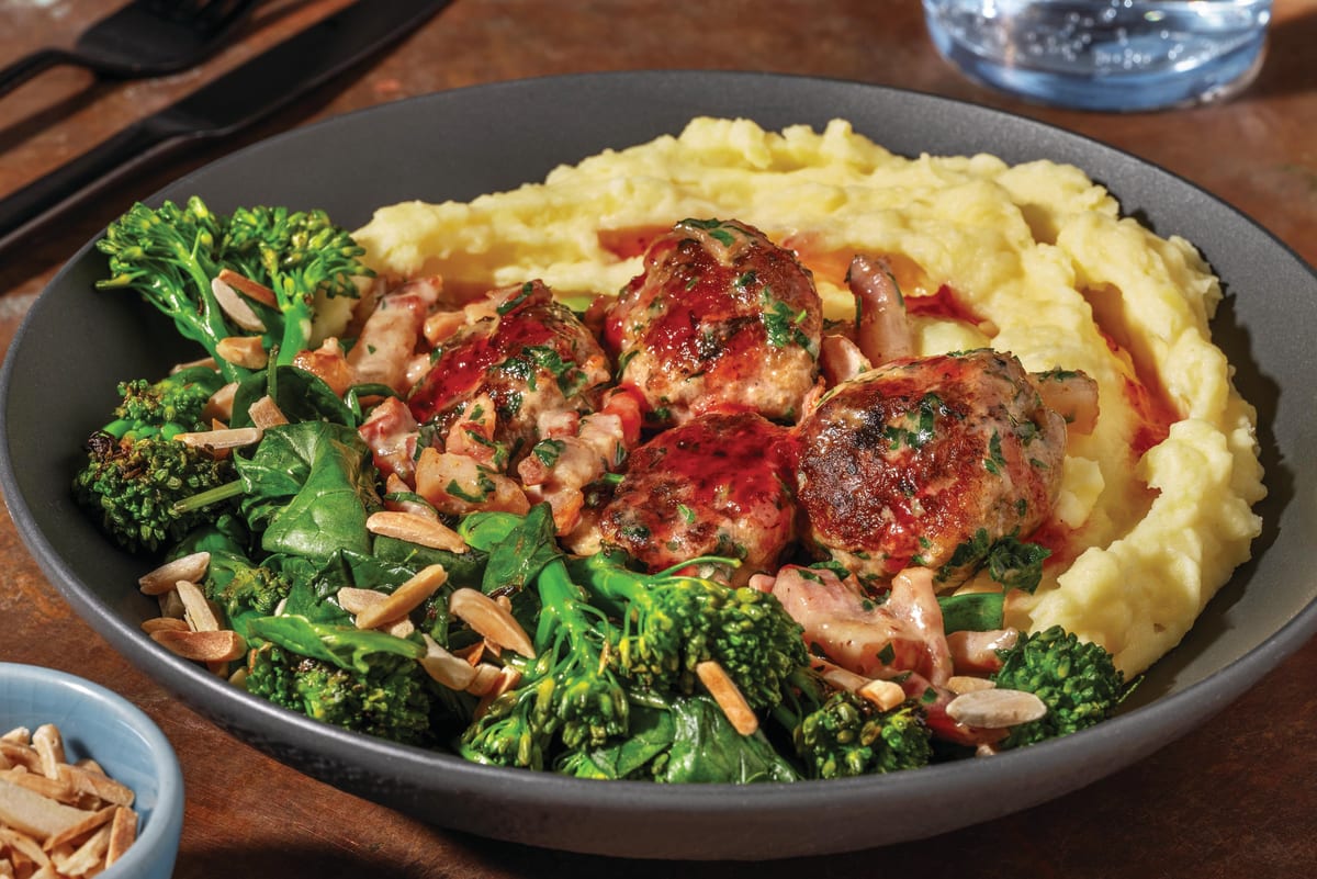 Swedish Pork Meatballs & Creamy Bacon Sauce