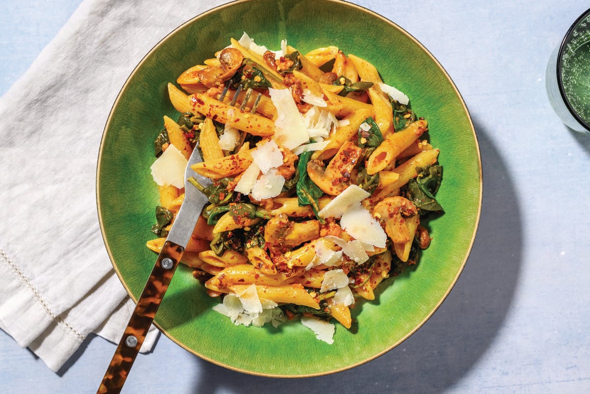 Creamy Mushroom & Smokey Chorizo Penne