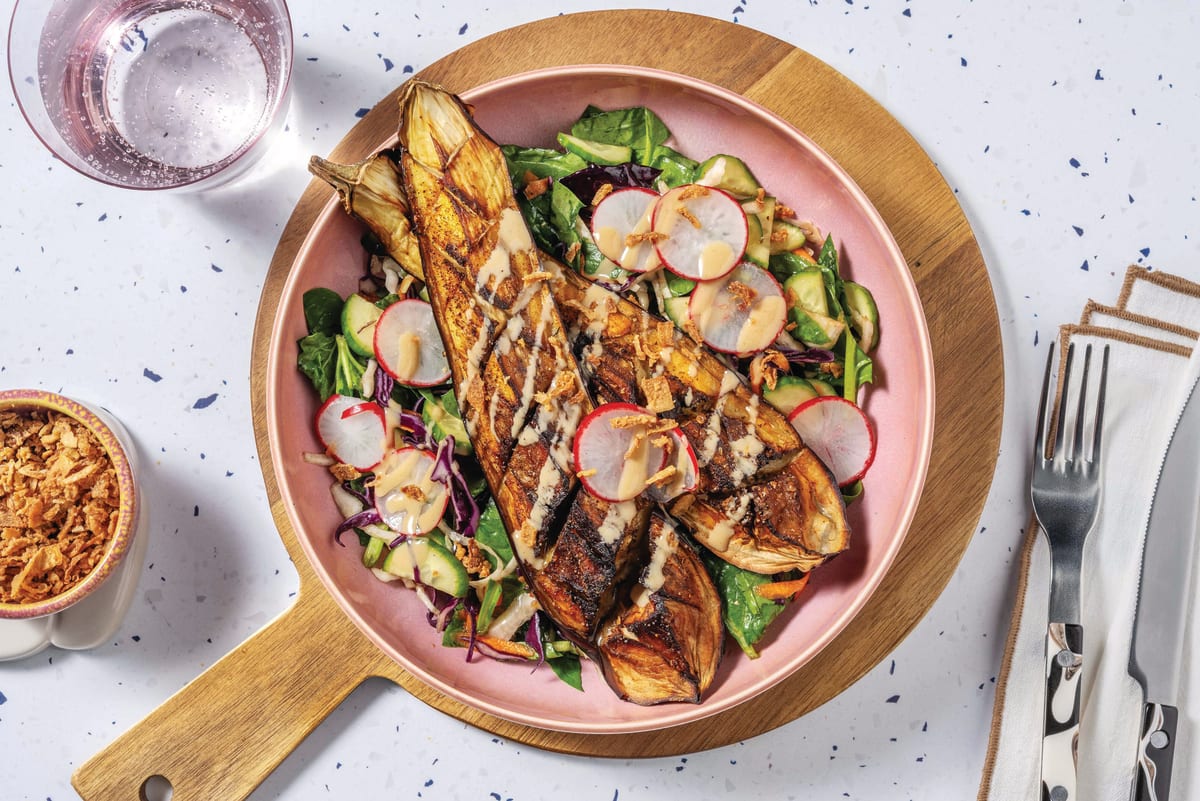 Sweet-Soy Eggplant & Cucumber Slaw